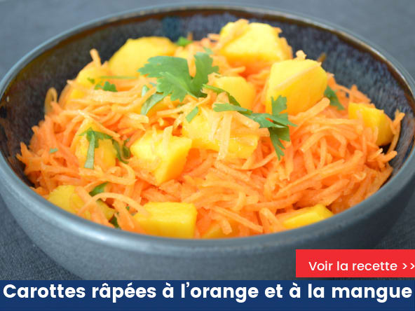 Carottes râpées à l’orange et à la mangue